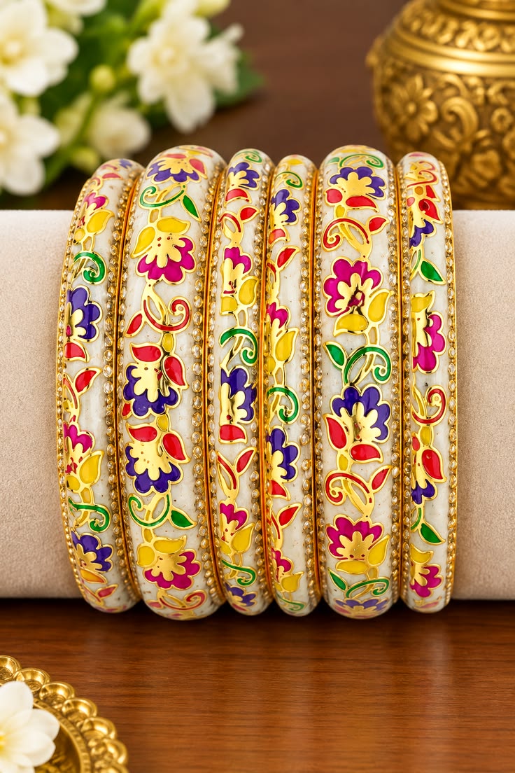 Meenakari Gold Bangles